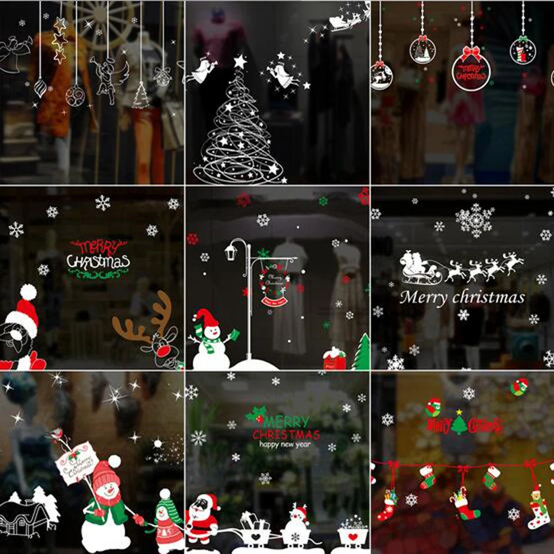 1 шт. прекрасный Классический красочный мультфильм Санта Клаус стекло дверь окно