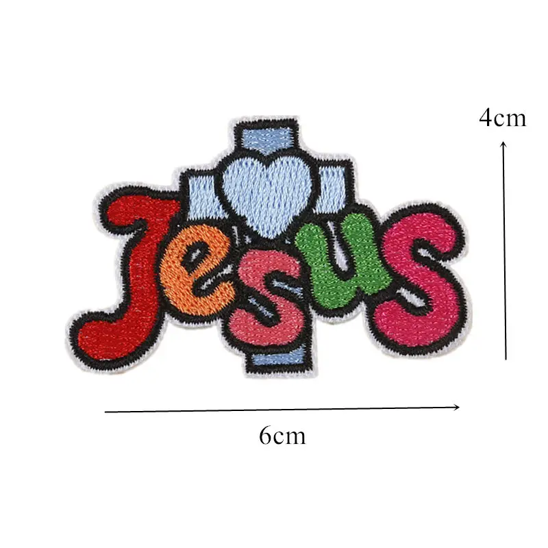 Вышивка нашивка с надписью Jesus Cross прошитая железными нашивками Бейджи для сумки