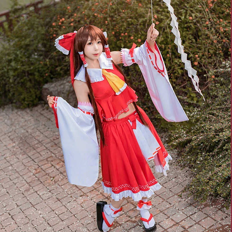 Косплей Love TouHou Project Hakurei Reimu, маскарадный костюм, красное платье для девочек, женское платье на Рождество, Хэллоуин