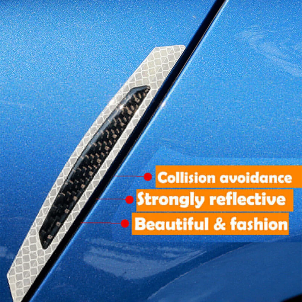 4 шт./компл. Автомобильная Светоотражающая наклейка на дверь из углеродного