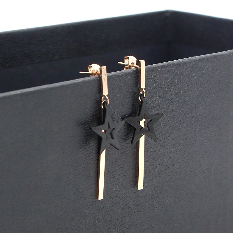 Новинка 2017 Мода чешского Винтаж полые падение пентаграмма длинные серьги