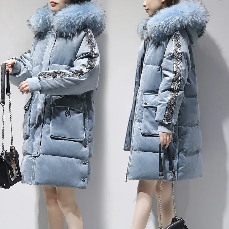 Женское винтажное длинное бархатное пальто зимняя теплая Толстая куртка с