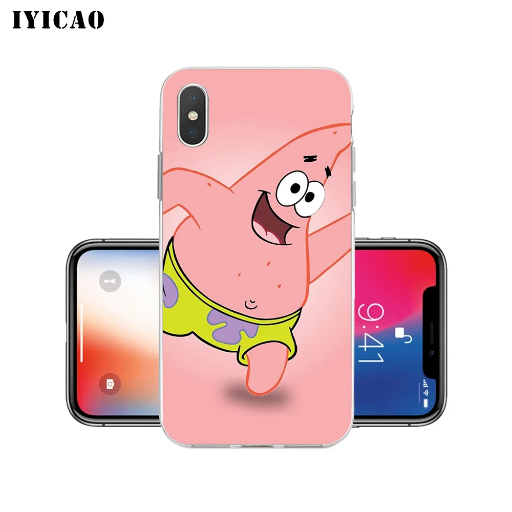IYICAO Патрик звезда Мягкий силиконовый чехол для телефона iPhone X XR XS MAX 6 6s 7 8 Plus 5 5S SE TPU