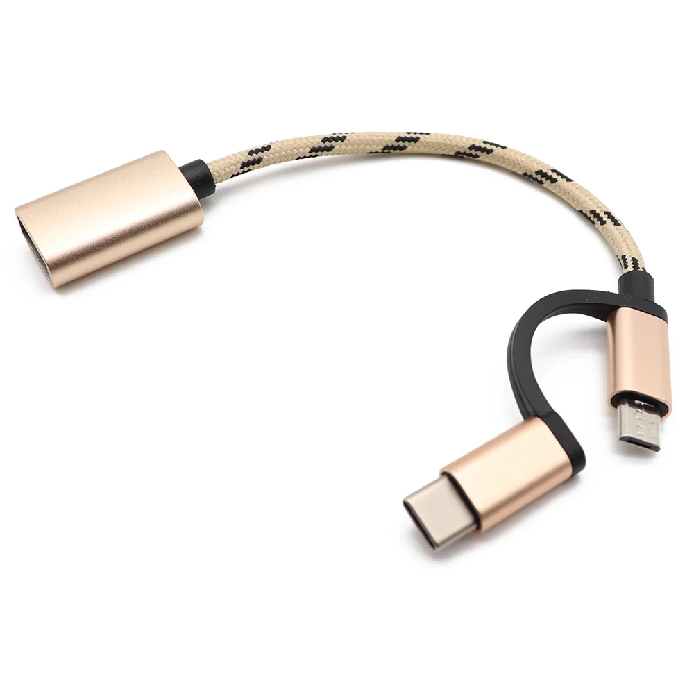 2 в 1 кабель USB 3 0 OTG нейлоновой оплетке Micro Тип C зарядный адаптер для синхронизации