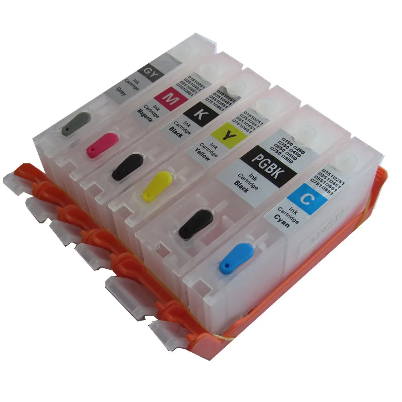 

6 Color 570 571 PGI-570 PGBK CLI-571 BK C M Y GY refillable ink cartridge For canon PIXMA MG7750 MG7751 MG7752 MG7753 printer