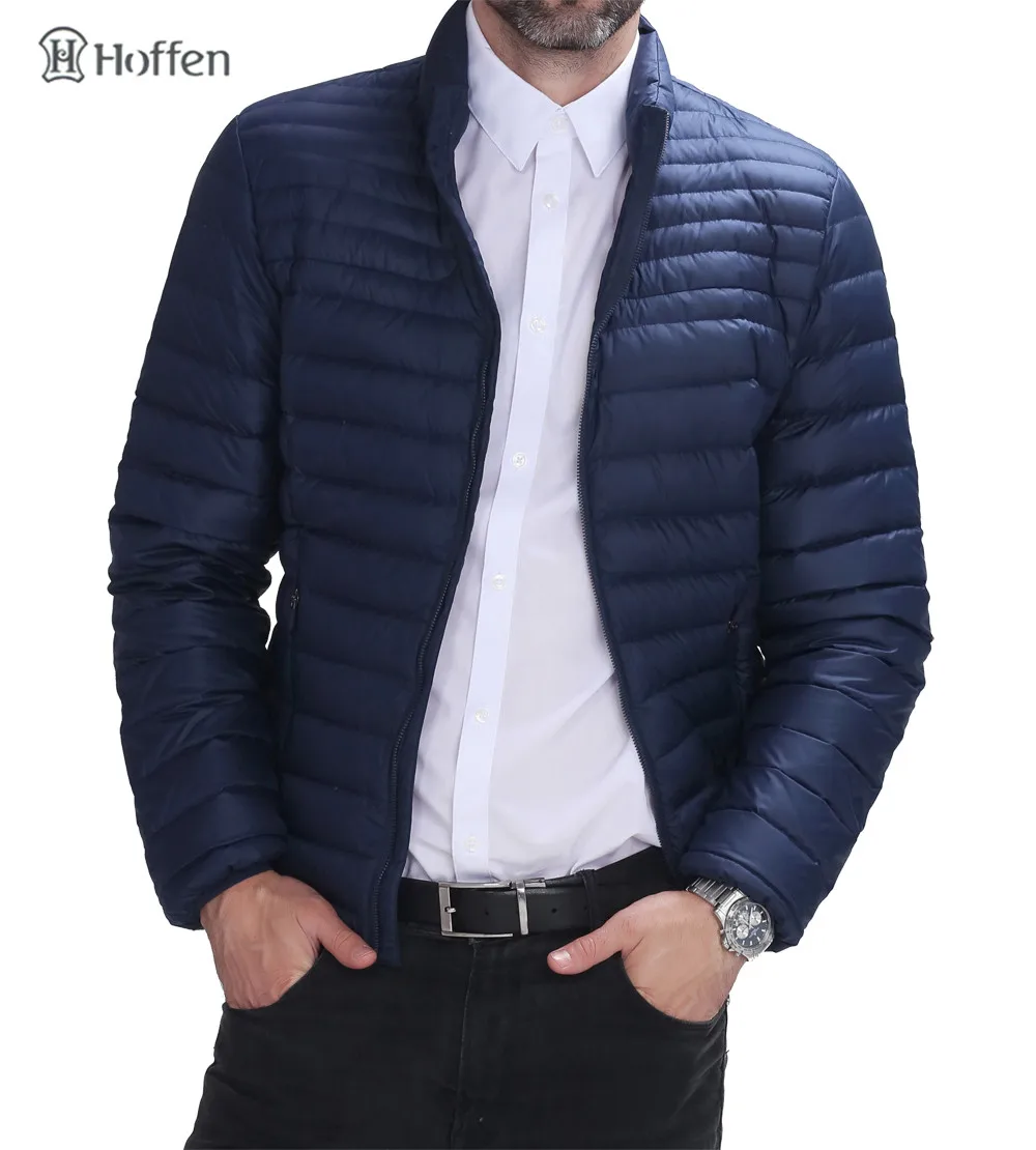 

Hoffen 2019 Fashion 90% Duck Down Mens Winter Short Jacket Stand Collar Slim Fit Men Lightweight Packable Parka Coat RW16-KUM413
