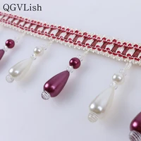 qgvlish 12mlot peal beads curtain lace trim diy sewing sofa stage lamp curtain accessories lace ribbon tassel fring home decor