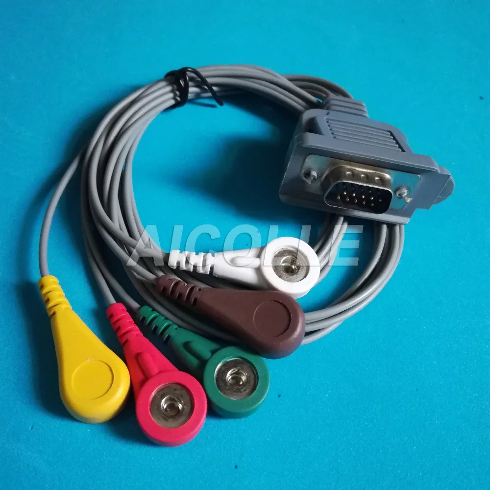 Совместимый с DMS 300 3A Holter cable 5 lead ECG snap on terminal 15pin connector|snap on|snap snapsnap |