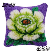 Handmade Unfinished Embroidery Pillowcase Crocheting Rug Yarn cushion mat 3d flower shaped pillow Latch hook rug making kit