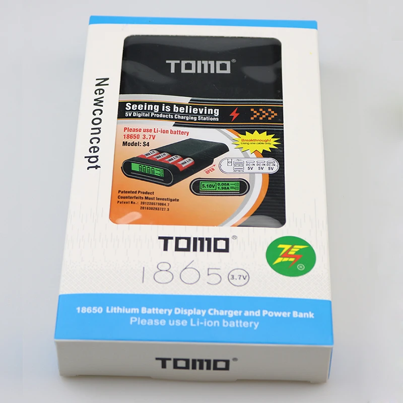 TOMO S4 18650 Блок питания зарядное устройство 2 Usb порта 5V2A Зарядка для 4 шт. батареи ЖК