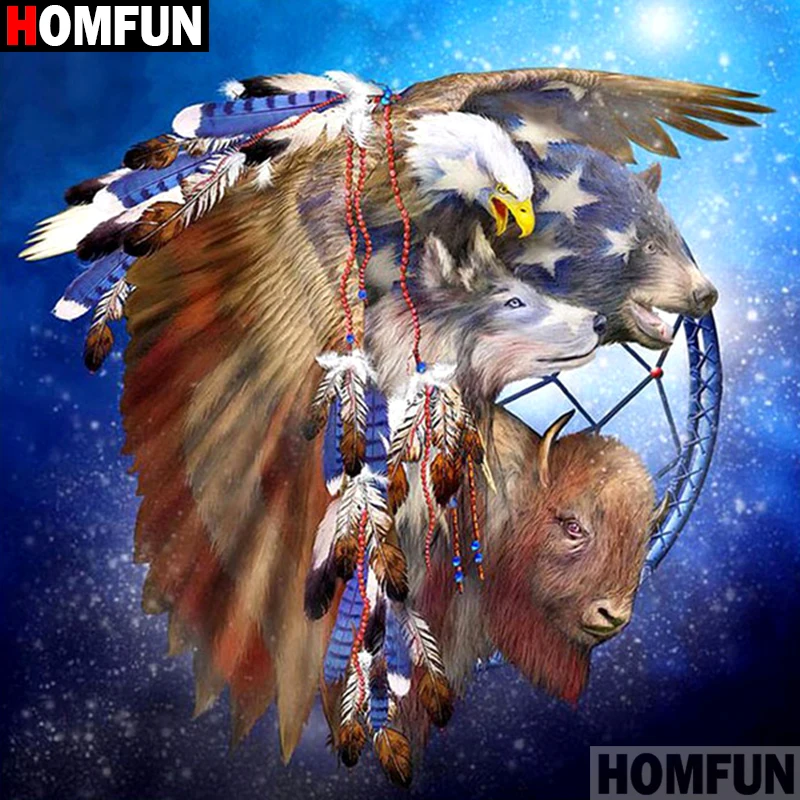 

Homfun Full Square/Round Drill 5D DIY Diamond Painting "Animal eagle wolf bear" 3D Embroidery Cross Stitch Home Decor A10562