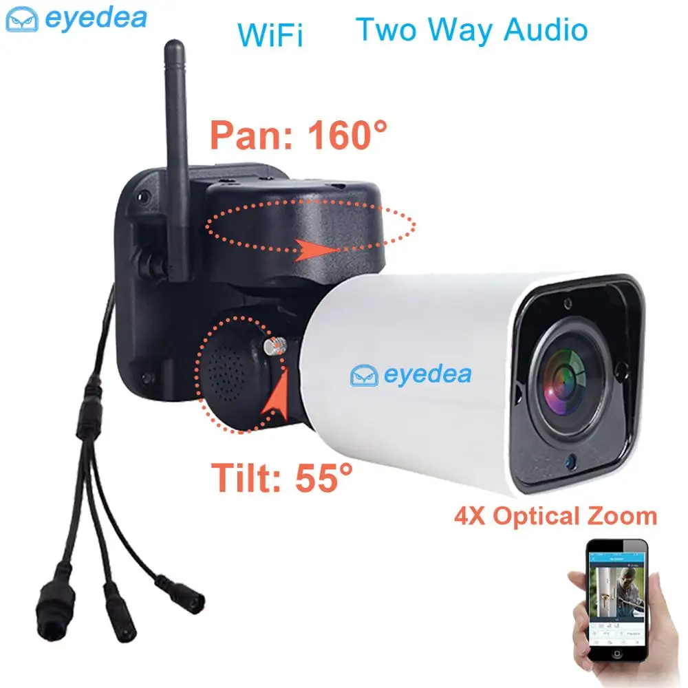 4X оптический зум 1080P 2.0MP Wifi PTZ аудио SD карта Запись Беспроводной Пуля IP сеть CCTV