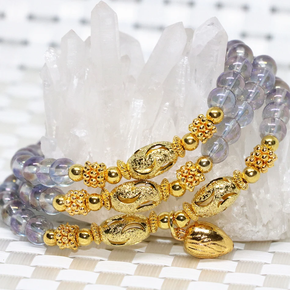 Золотой кулон бисер высокого качества гальванический светлый Фиолетовый