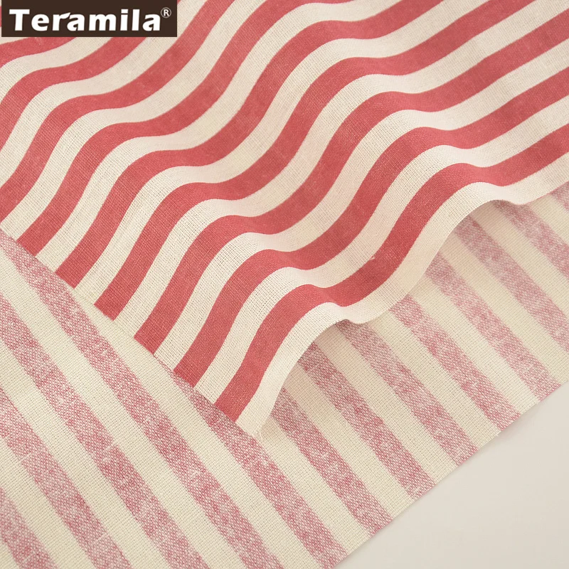 Teramila Home Textile Red Strips Designs Cotton Linen Fabric for Sewing Material Tissu Pillow Bag Cushion Tablecloth Handicrafts | Дом и сад