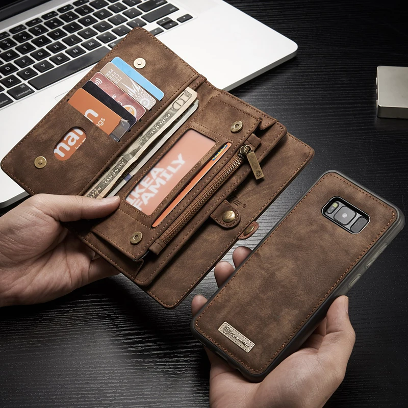 Caseme For Samsung Galaxy S8 S9 Plus Note 8 Multifunctional Zipper Wallet Genuine Leather Case for S8Plus Note8 S7Edge | Мобильные