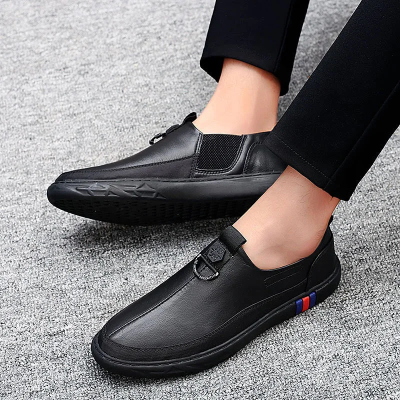OSCO Leather Casual Shoes Men White Slip On Fashion Classic Black Flats Male Comfortable Breathable Lightweight | Обувь