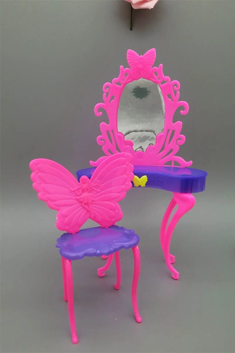 1:6 туалетный столик с бабочками косметический стол стул мебель для спальни куклы
