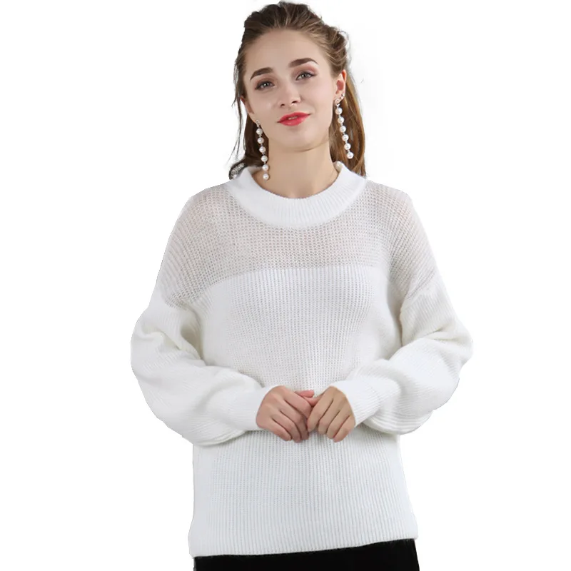 2018 new knitwear sweater women's autumn and winter fashion round neck pullover loose Female | Женская одежда