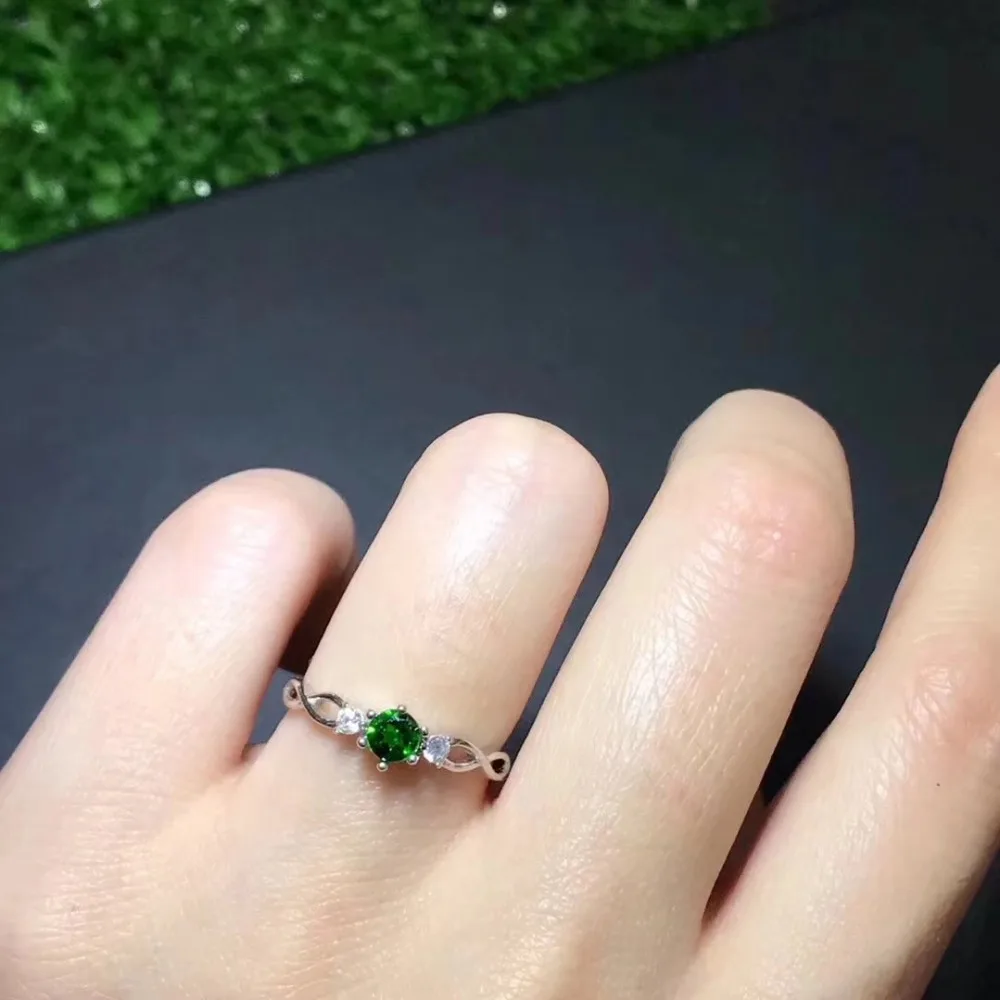 Женское вечерние ЦО из серебра 925 пробы с натуральным зеленым диопсидом|gemstone