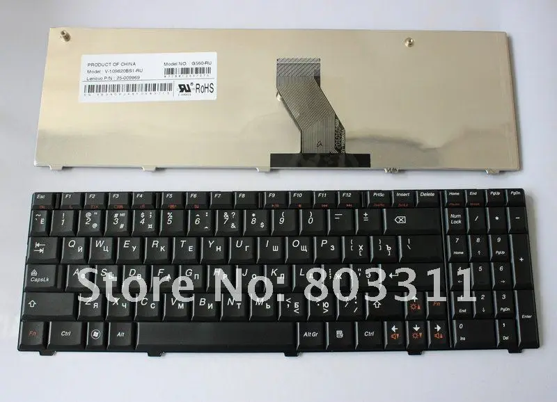 Клавиатура для ноутбука Lenovo G560 G565 Русская раскладка черная клавиатура V 109820BS1