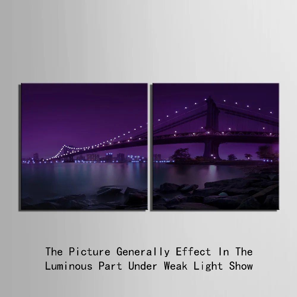Натянутый холст печатает мост светодиодный мигающий оптический волоконный принт светодиодный настенный художественный светодиодный Декор