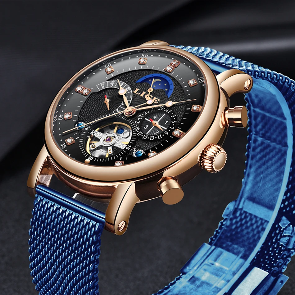 2019 LIGE деловые часы Мужские автоматические светящиеся мужские Tourbillon