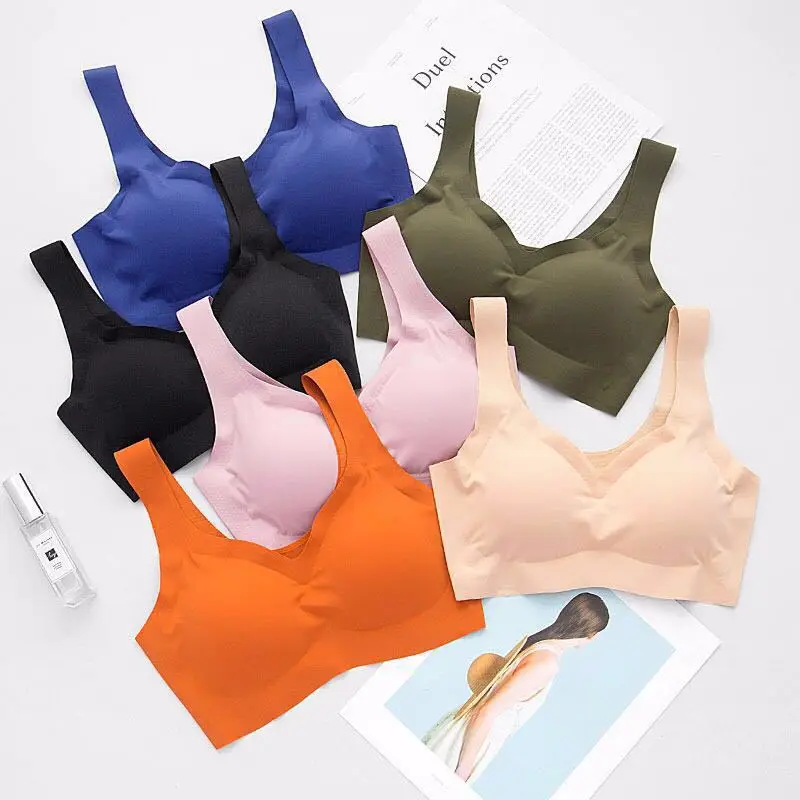 Bralette Comfortable Seamless Push Up Wire Free Bra Women Sport Top For Fitness Detachable Cup Holder Vest Ladies Underwear | Женская