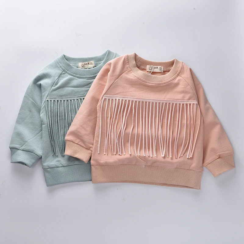 Детская одежда 2016 Осенние футболки для девочек толстовка с длинными рукавами