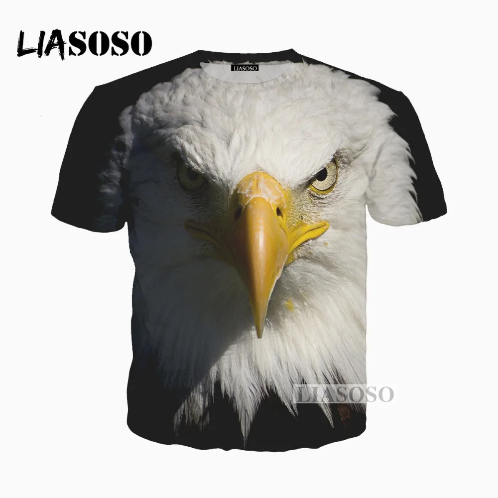 LIASOSO 2018 Женская и Мужская Дизайнерская футболка с принтом орла летняя пуловер в