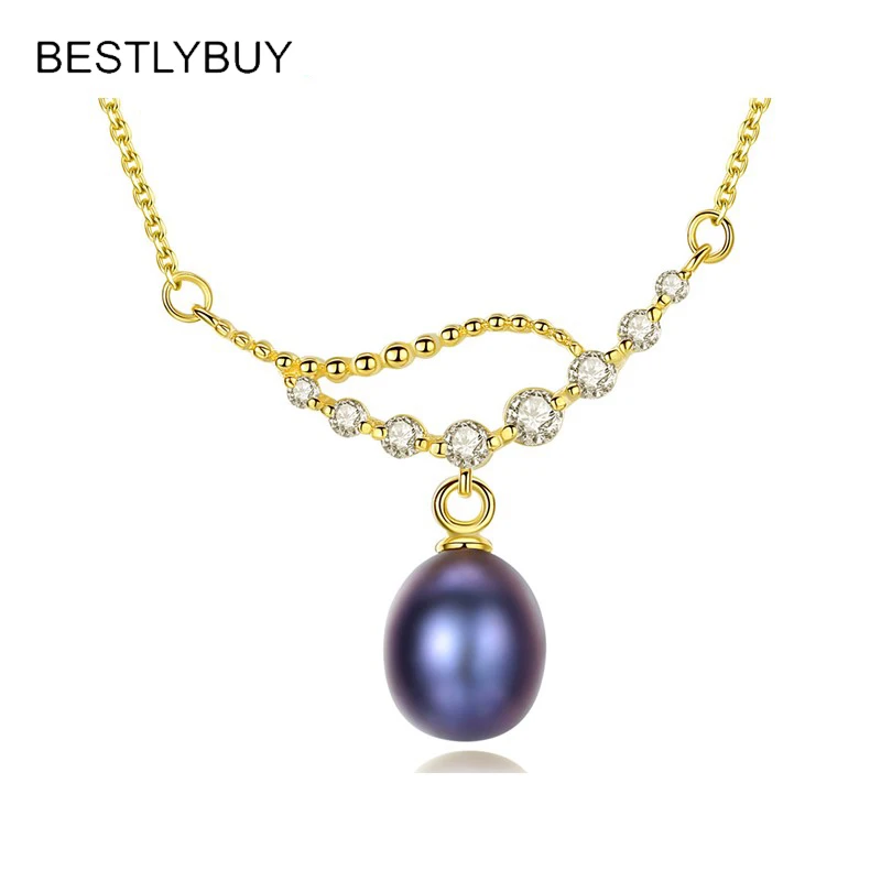 BESTLYBUY Настоящее серебро 925 пробы ожерелье натуральный культивированный