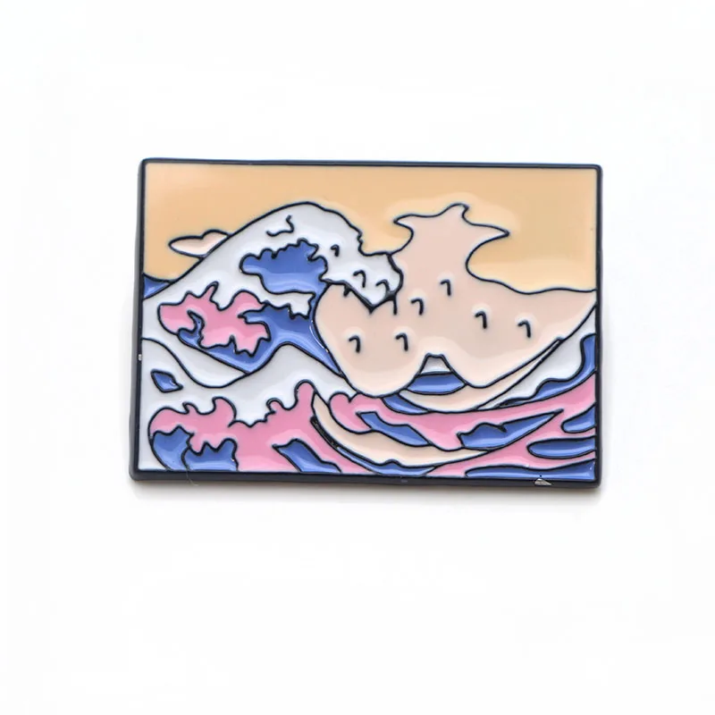 P3399 Dongmanli Art подвеска в виде волн металлические эмалированные булавки и броши для женщин и мужчин нагрудные булавки рюкзак сумки значок детские подарки