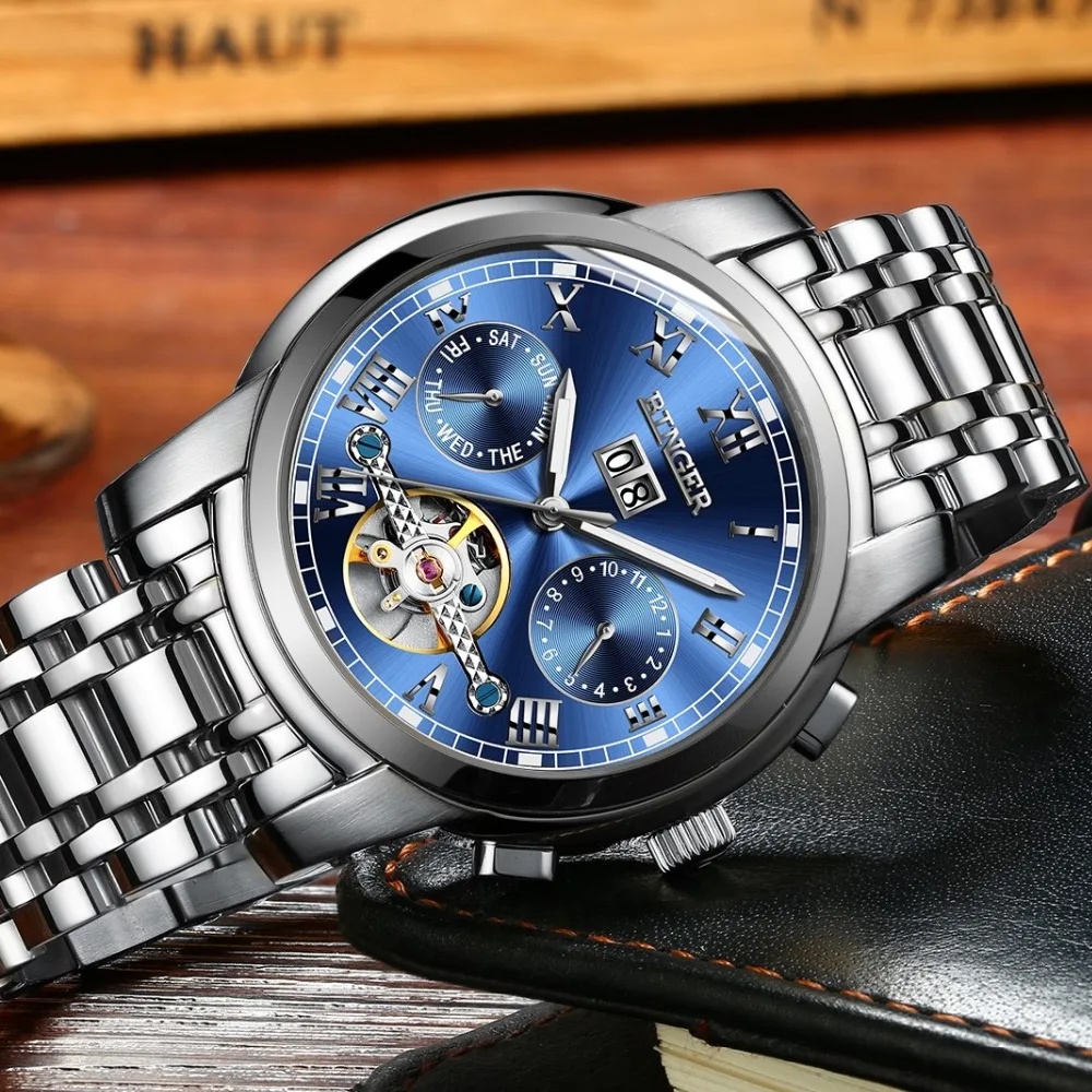 Часы мужские механические с турбийоном швейцарские многофункциональные