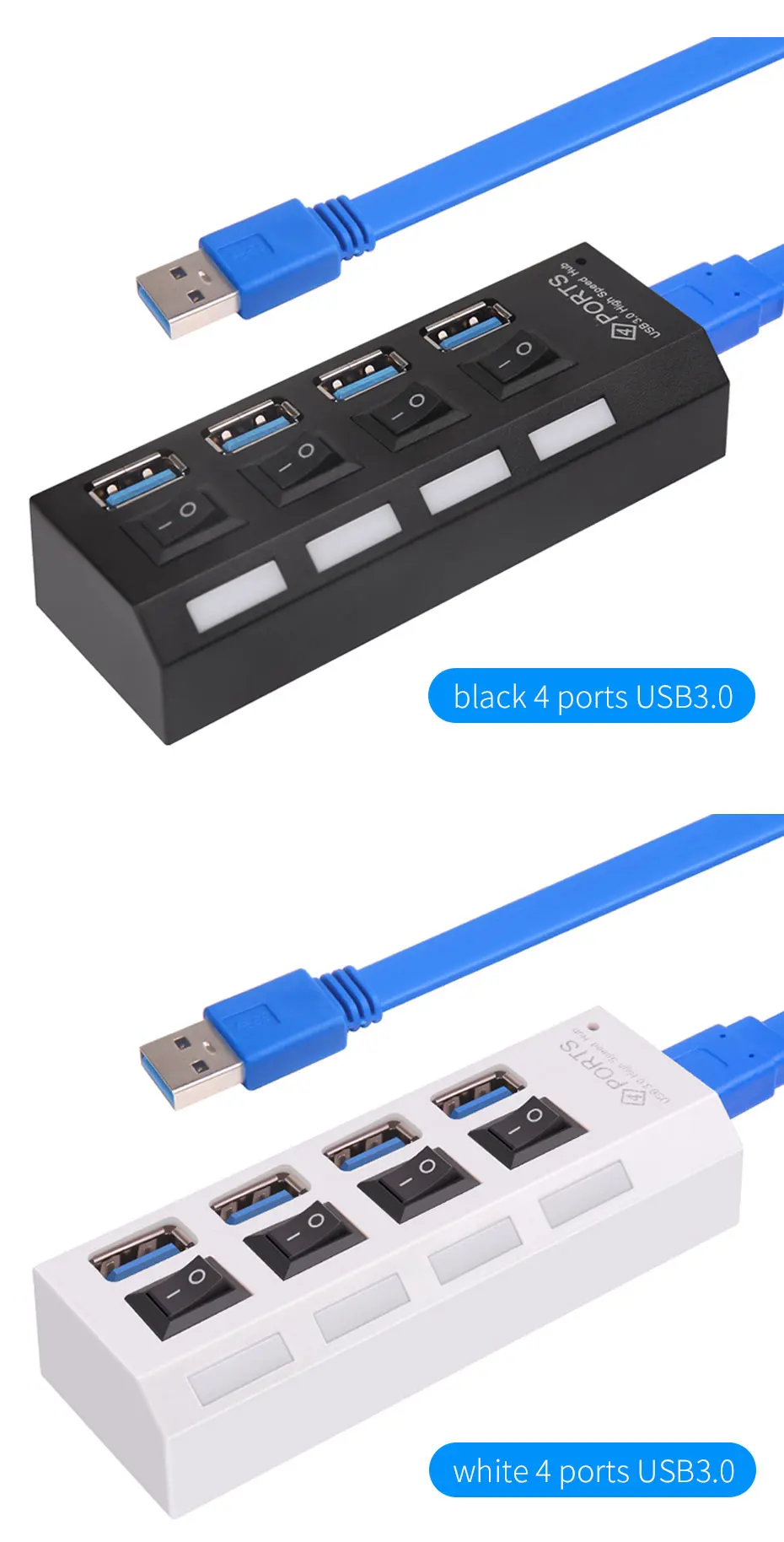 Rosinop мини мульти usb-хаб 3,0 4 7 портов USB разветвитель переключатель hab 2,0 usb-хаб с адаптером питания компьютер ПК Аксессуары