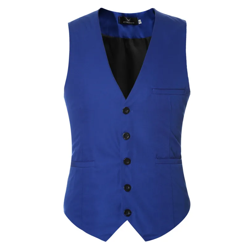 

Royal blue men collar sleeveless self-cultivation vest and office professional men vest workmanship made to order