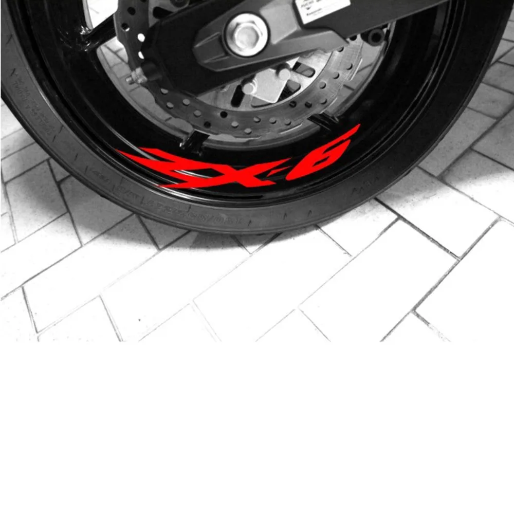 

A set of 8pcs high quality Motorcycle Wheel Sticker Decal Reflective Rim Bike Motorcycle Suitable For KAWASAKI ZX-6 ZX6