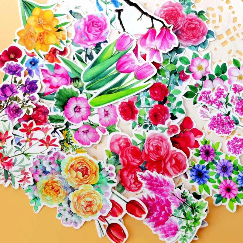 28pcs flowers 28 шт. милые маленькие наклейки с цветами и розой Скрапбукинг pegatinas канцелярские принадлежности пуля журнал papelaria блокнот тонкая бумажная наклейка - Цвет: 28pcs flowers