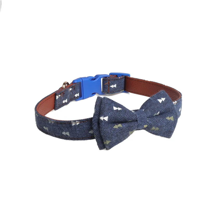 dark blue Ошейники для собак и кошек милые цветочные шарф с бантиками ожерелье Маленькие Средние собаки и ошейник для кошек Регулируемая пряжка миска для щенка галстук - Цвет: dark blue