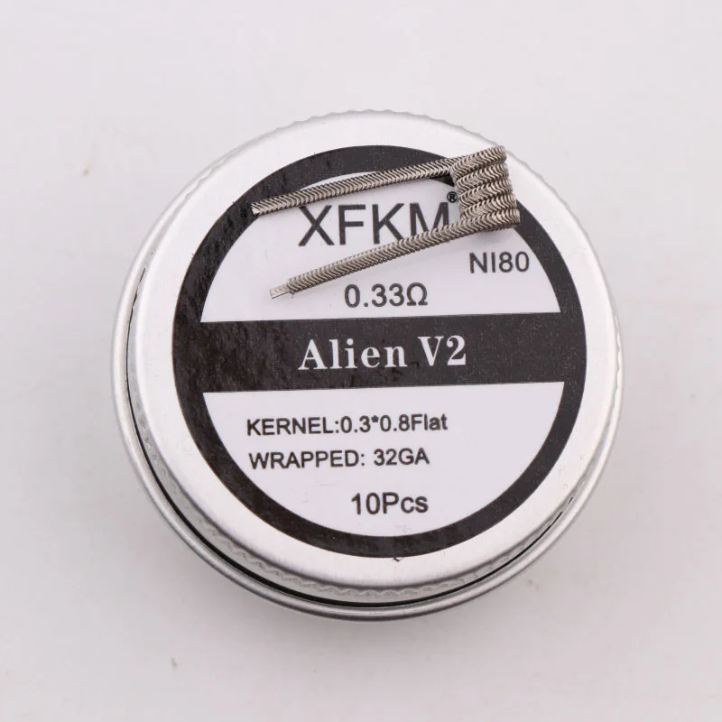 XFKM NI80 A1 SS316L нихромовая высокая плотность Alien V2 Плавленая Clapton Предварительно Построенная нагревательная катушка электронная Сигарета RDA RTA RDTA катушка