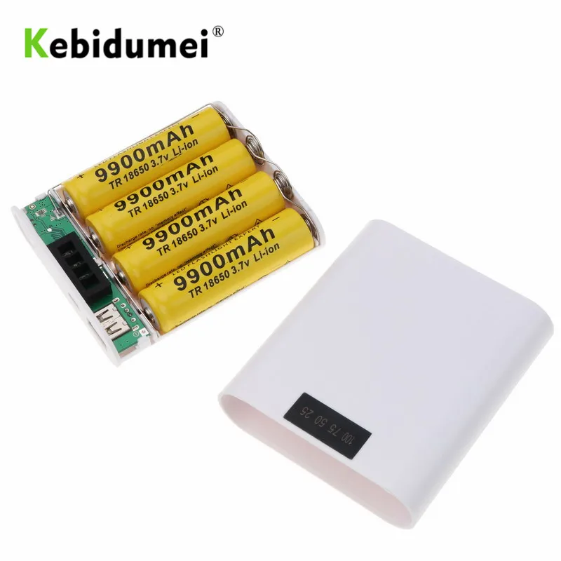 Kebidumei USB 4X 18650 Внешний аккумулятор чехол со светодиодной подсветкой DIY дисплей