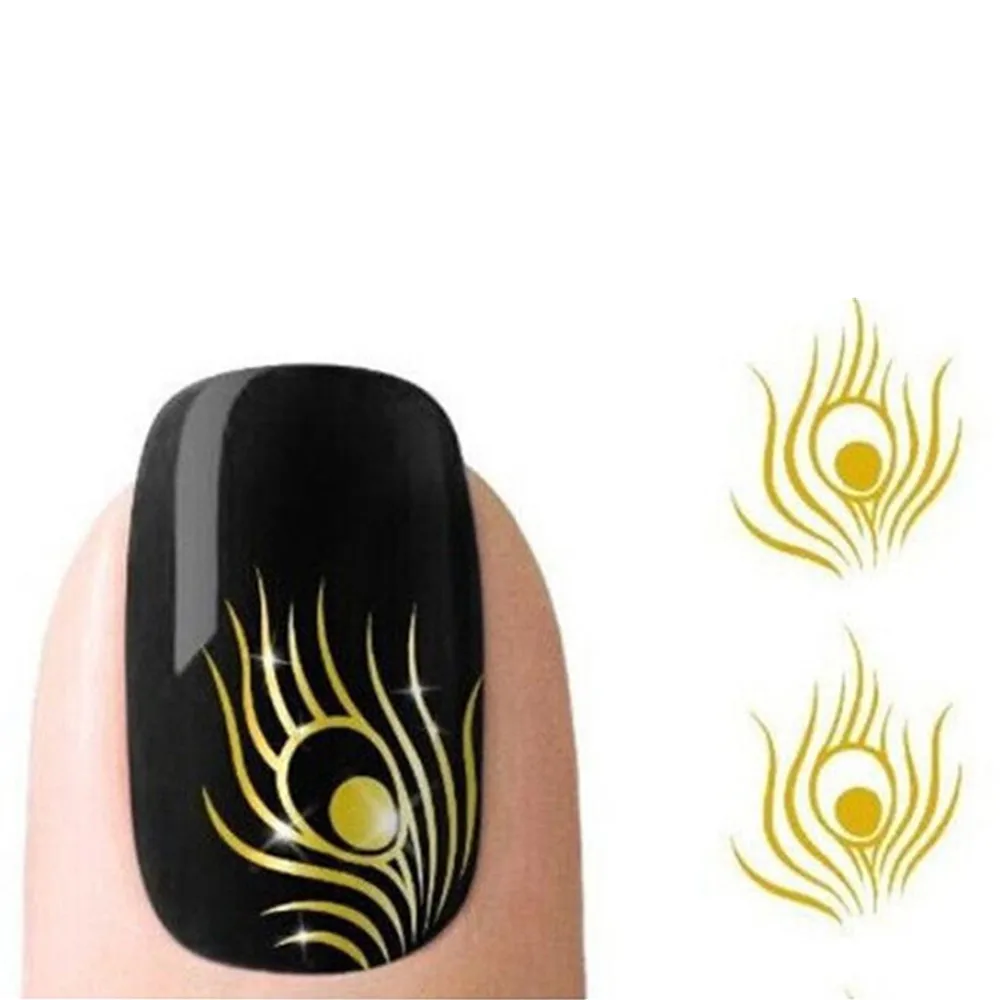 1 лист сделай сам блестящие наклейки с перьями павлина для дизайна ногтей 3d