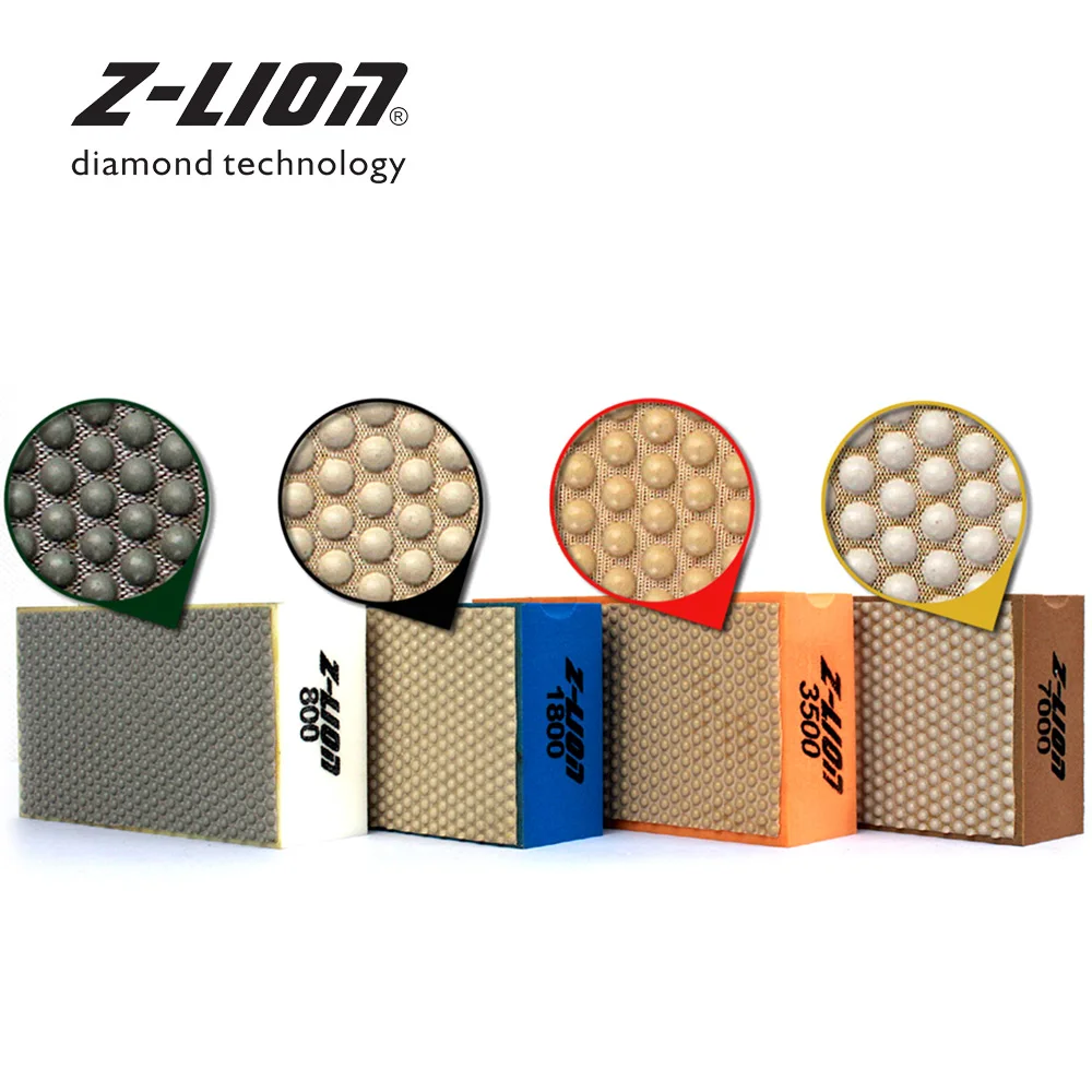 Z-LEAP Arc Foam Backed Hand Polishing Pad Resin Bond Diamond Pad For Glass Ceramic Tile Stone Grinding 100*58mm Abrasive Tool