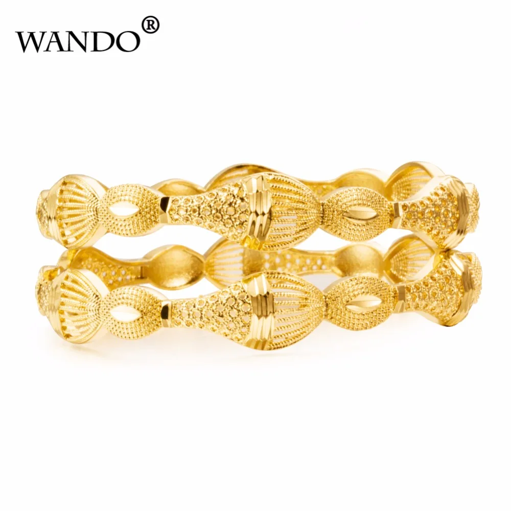 WANDO18k 1 шт. Роскошные эфиопские браслеты золотого цвета браслет в дубайском стиле для женщин Дубай ювелирные изделия свадебные браслеты мама подарки B26