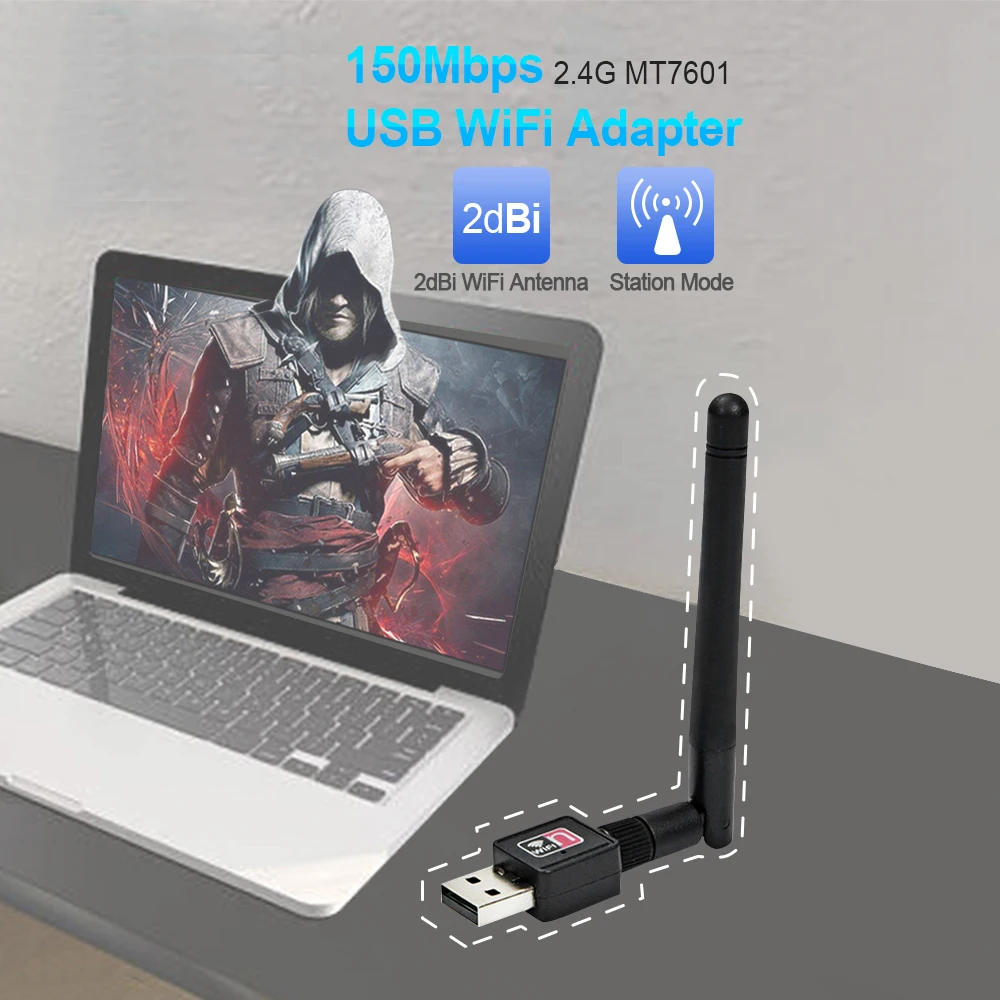 TEROW беспроводная WiFi сетевая карта 150 м USB 2,0 802,11 b/g/n LAN антенна адаптер с антенной для ноутбука ПК Мини Wi-Fi ключ