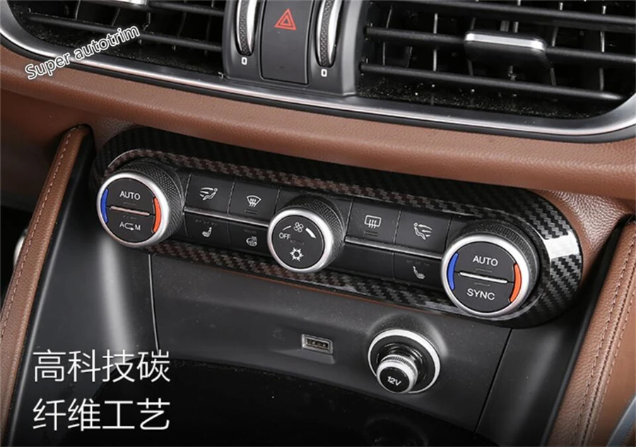 

Lapetus Air Conditioning AC Frame Cover Trim For Alfa Romeo Stelvio 2017 2018 2019 2020 Accessories Interior ABS Carbon Fiber