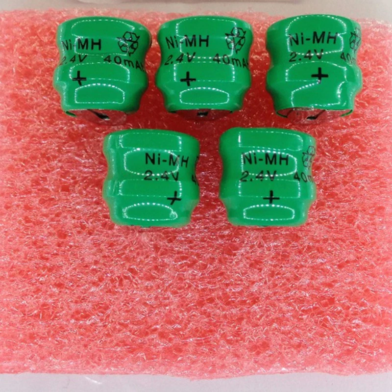 5 шт./лот ni-mh 2,4 V 40 mAh перезаряжаемая часовая батарейка батарейный блок Ni-MH батареи с булавкой