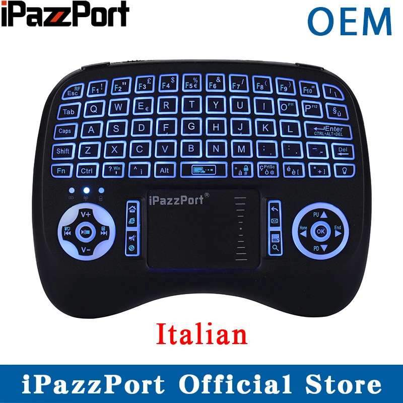 IPazzPort 21TL с подсветкой итальянская Беспроводная Клавиатура 2 4 ГГц воздушная мышь