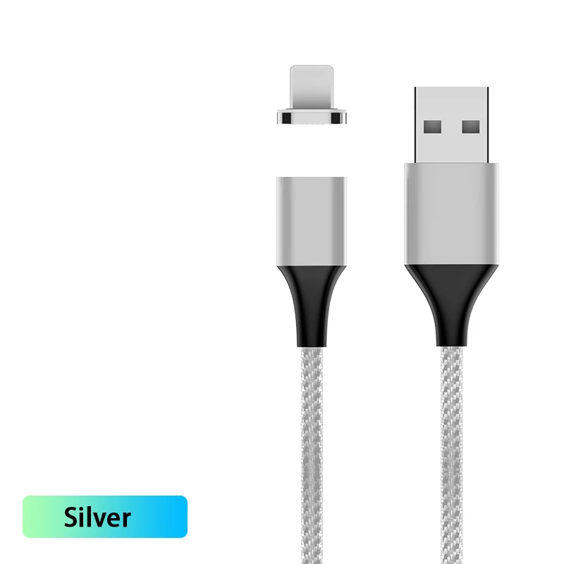 Silver Магнитный Micro USB кабель 3A Быстрая зарядка данных Microusb зарядное устройство Шнур для iphone 7 8 X type C кабель для huawei Xiaomi samsung S10 - Тип штекера: Silver