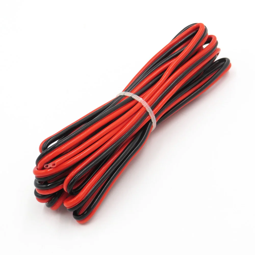 5 м x Изолированный PVC 2 Pin Медь провода 28AWG 24AWG 22AWG 20AWG 18AWG 16AWG 14AWG IEC RVB ПВХ черного цвета, цвета красного электрического кабеля светодиодный