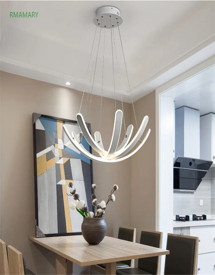 

Скандинавский ресторан люстра лампа для учебы Освещение Современная полоса простое искусство личность спальня светодиодная люстра 110-220 В ...