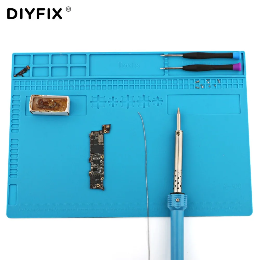 DIYFIX Heat Resistant Insulation Desk Hot Air Gun Station Mat Soft Silicone Pad Mobile Phone BGA Soldering DIY Repair Tool